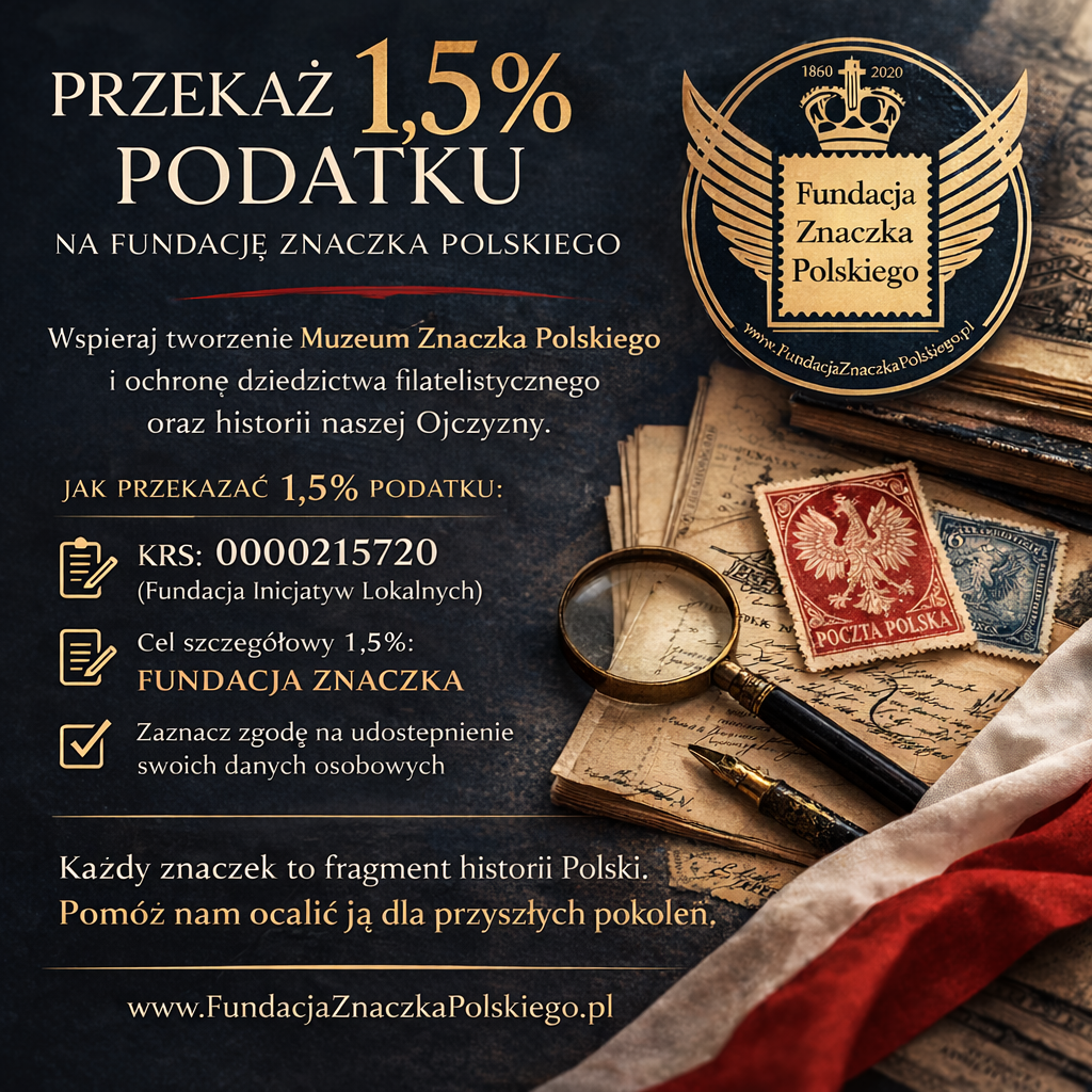 Information graphic about directing 1.5 percent of Polish income tax to the Polish Stamp Foundation